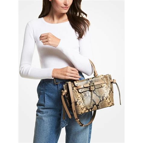 michael kors hamilton python satchel|Michael Kors mid signature.